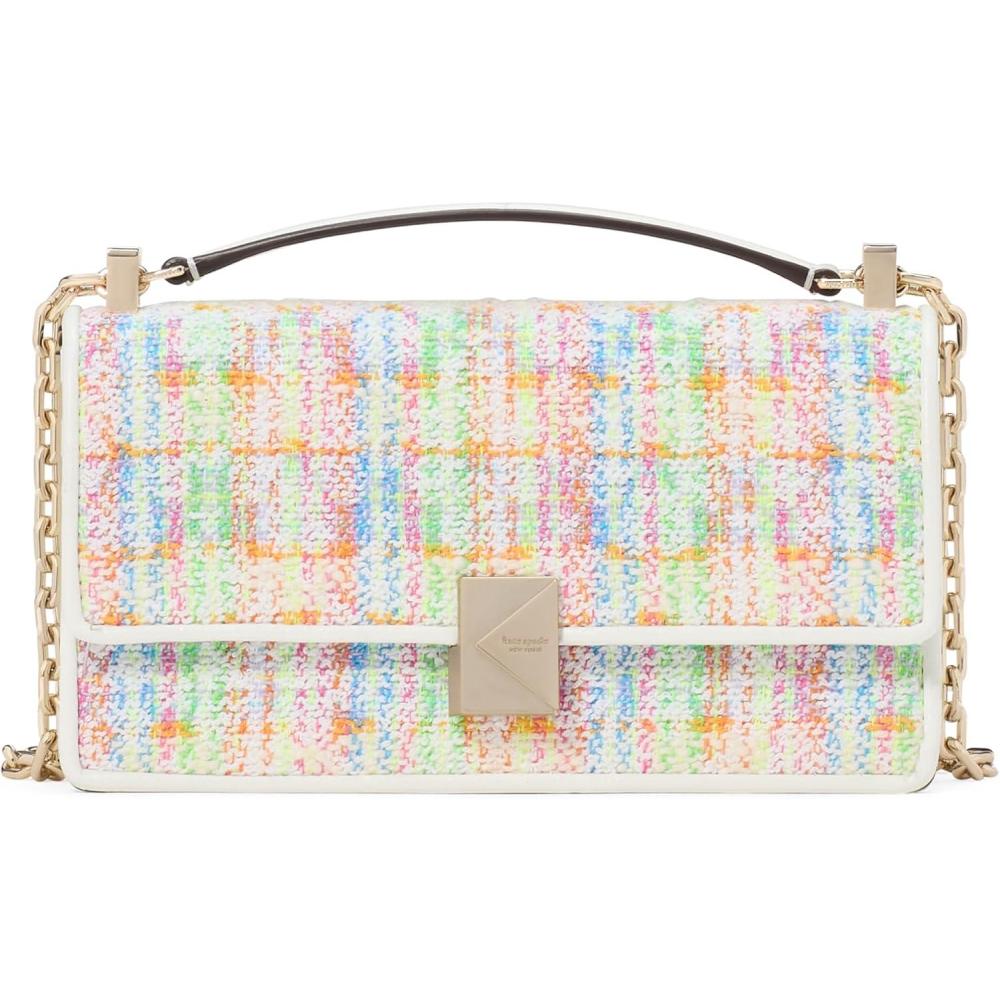 imagekate spade new york womens Deco Mini Leather Flap Chain CrossbodyTweed Multi