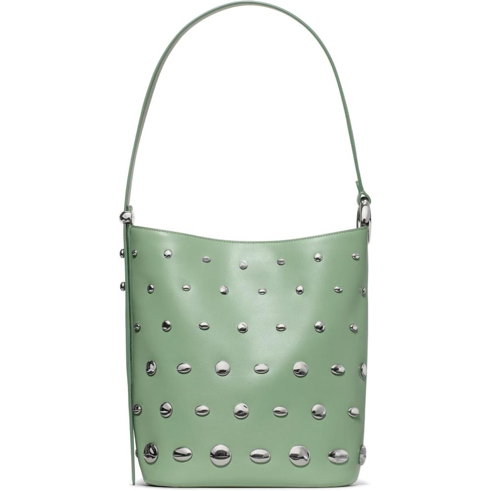 imagekate spade new york womens Halo Fine Grain Leather BucketStudded Crisp Sage
