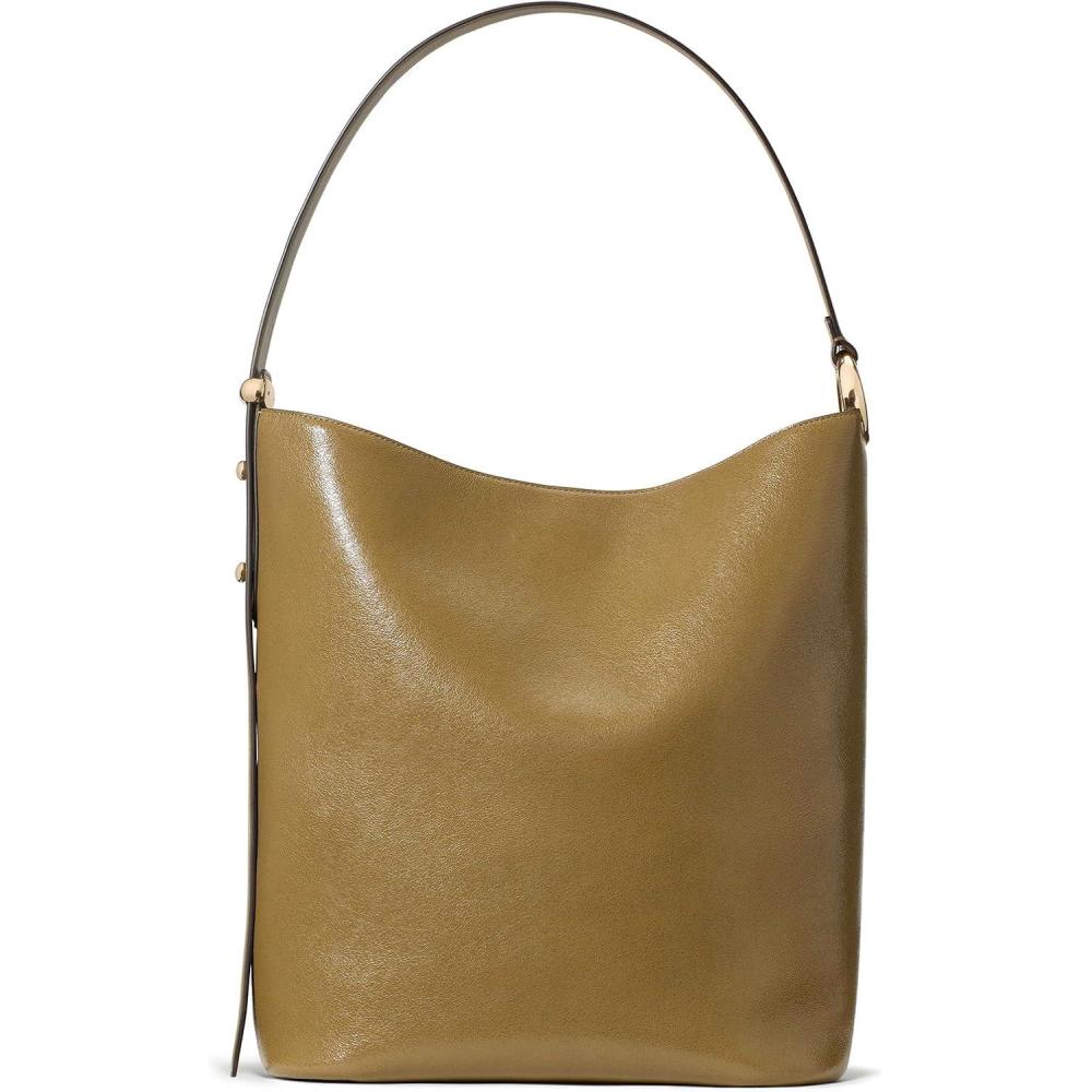 imagekate spade new york womens Halo Fine Grain Leather Large BucketGlazed Dried Thyme