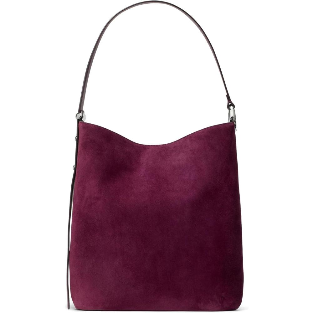 imagekate spade new york womens Halo Fine Grain Leather Large BucketPurple Agate Suede