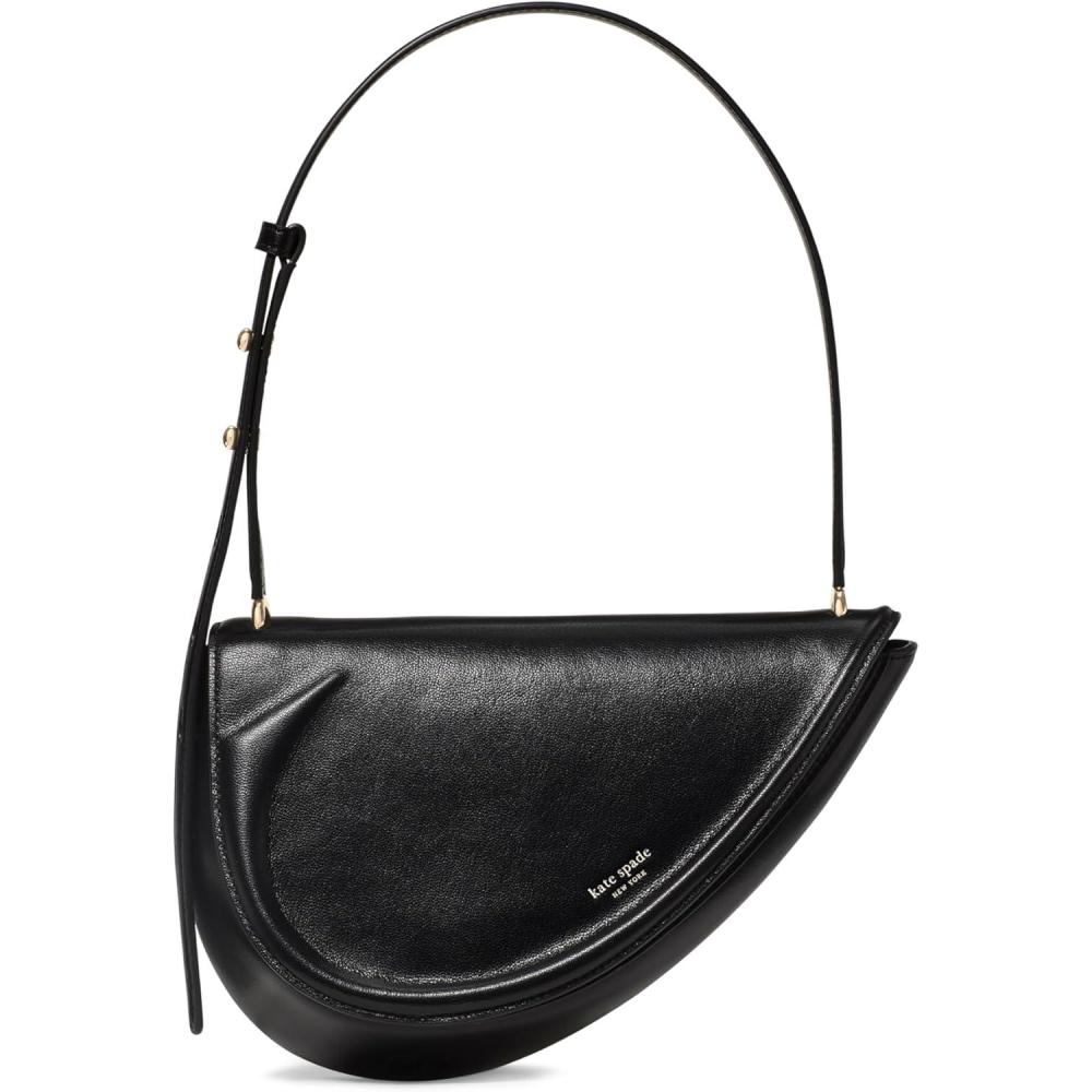 imagekate spade new york womens The Spade Fine Grain Leather Shoulder BagBlack