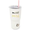 imagekate spade new york 20 Ounce Insulated Tumbler for Cold and Hot Drinks with Reusable Straw Stainless Steel Travel Cup with Slide Top Lid Miss to Mrs