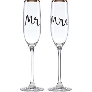 Kate Spade New York Bridal Party Mrs. 2Pc Mug Set, 1.55 LB, White(Flute Pair)