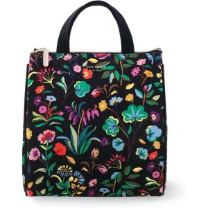 Kate Spade New York Portable Soft Cooler Lunch Bag with Silver Insulated Interior Lining and Storage Pocket, Floral Garden(Autumn Floral)