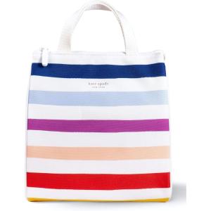 Kate Spade New York Portable Soft Cooler Lunch Bag with Silver Insulated Interior Lining and Storage Pocket, Floral Garden(Candy Stripe)