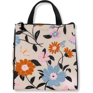 Kate Spade New York Portable Soft Cooler Lunch Bag with Silver Insulated Interior Lining and Storage Pocket, Floral Garden(Floral Garden)