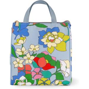 Kate Spade New York Portable Soft Cooler Lunch Bag with Silver Insulated Interior Lining and Storage Pocket, Floral Garden(Flower Bed)
