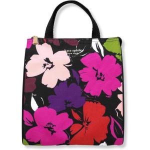 Kate Spade New York Portable Soft Cooler Lunch Bag with Silver Insulated Interior Lining and Storage Pocket, Floral Garden(Painterly Blooms)