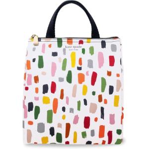 Kate Spade New York Portable Soft Cooler Lunch Bag with Silver Insulated Interior Lining and Storage Pocket, Floral Garden(Painterly Strokes)