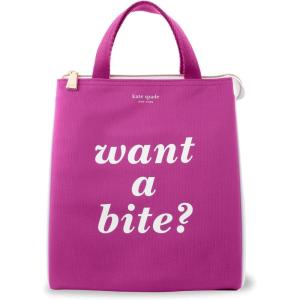 Kate Spade New York Portable Soft Cooler Lunch Bag with Silver Insulated Interior Lining and Storage Pocket, Floral Garden(Pink)