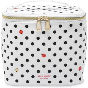 kate spade new york, Insulated Lunch Tote, Small Lunch Cooler, Cute Lunch Bag for Women, Striped Thermal Bag with Double Zipper Close and Carrying Handle, Gingham Garden(Ladybug Dot)