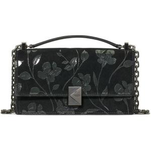 kate spade new york womens Deco Mini Leather Flap Chain Crossbody(Black Suede)