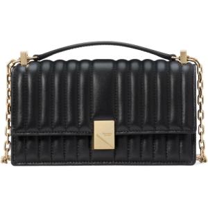 kate spade new york womens Deco Mini Leather Flap Chain Crossbody(Quilted Black)