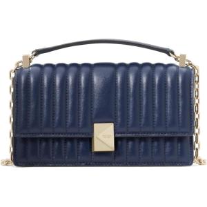 kate spade new york womens Deco Mini Leather Flap Chain Crossbody(Quilted Parisian Navy)