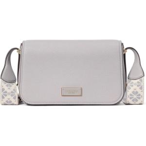 kate spade new york womens Liv Small Flap Crossbody(Nimbus Grey With Webbed Strap)