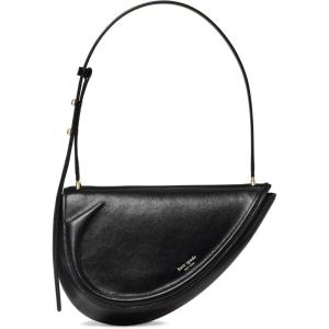 kate spade new york womens The Spade Fine Grain Leather Shoulder Bag(Black)