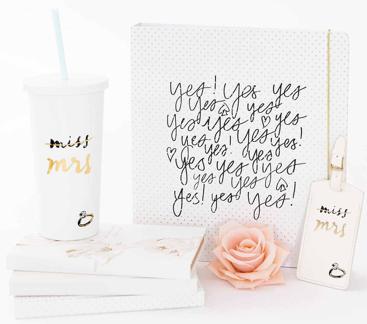 imageKate Spade New York Acrylic Bridal Tumbler with Lid and Straw 20 oz Tumbler for Bride to Be Slim Double Wall Tumbler Miss to Mrs White