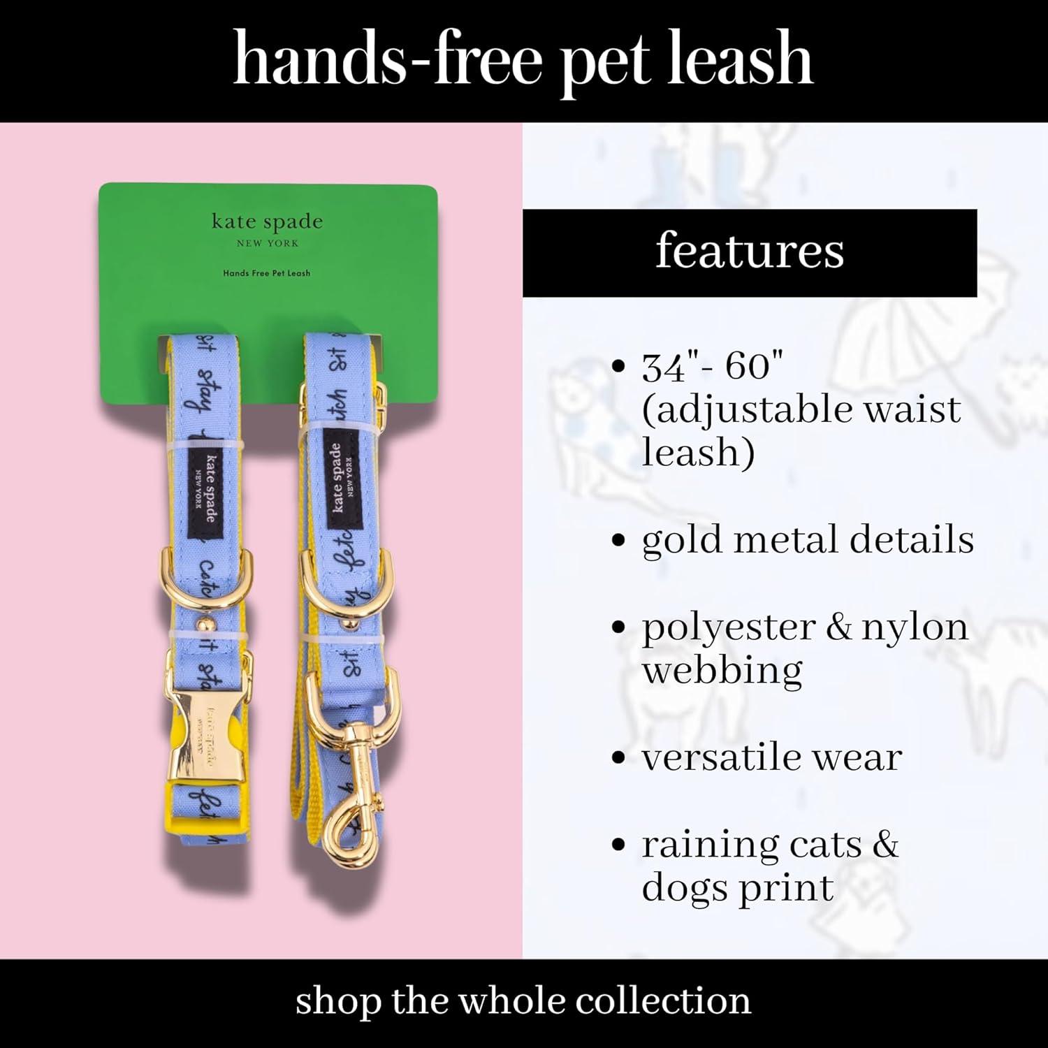 imageKate Spade New York Hands Free Leash for Dog Walking Adjustable Waist Leash 34quot60quot Long Pet Lead with Gold Metal Hardware Raining Cats and Dogs