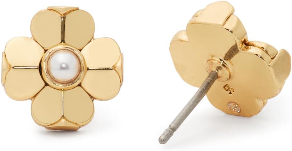 imageKate Spade New York Spade Flower Stud Earrings GoldCream Cubic Zirconia and Glass Pearl Fashion Statement Floral Theme
