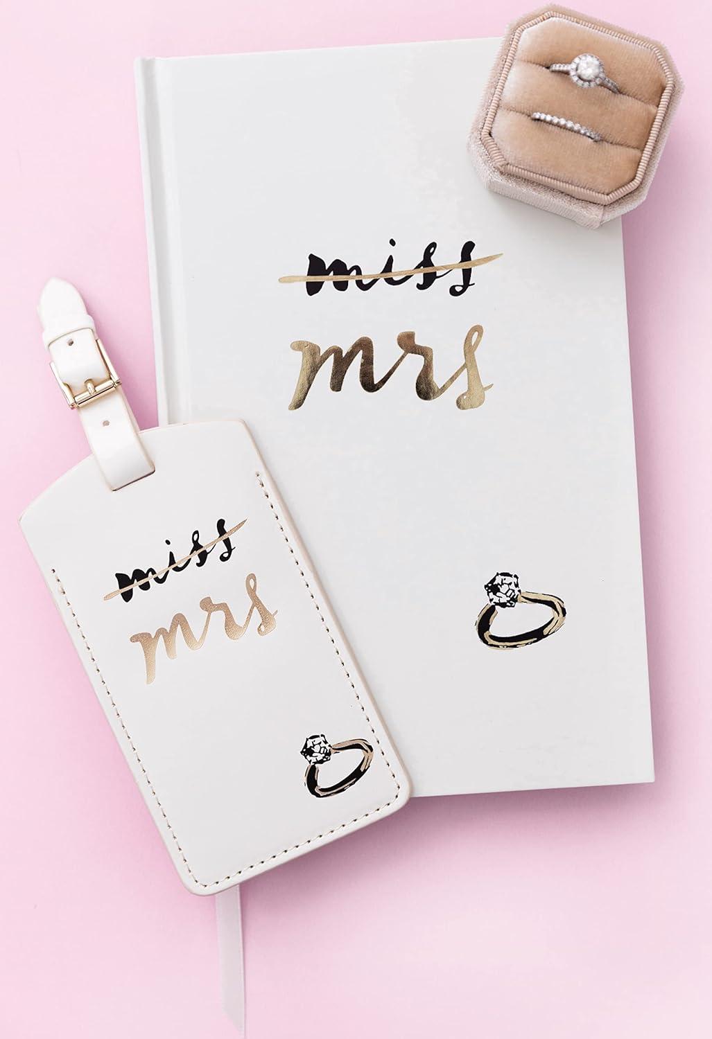 imageKate Spade New York White Vegan Leather Luggage Tag Bridal Gift for Bride Cute Travel Tag for Honeymoon Durable Suitcase Tag Miss to Mrs