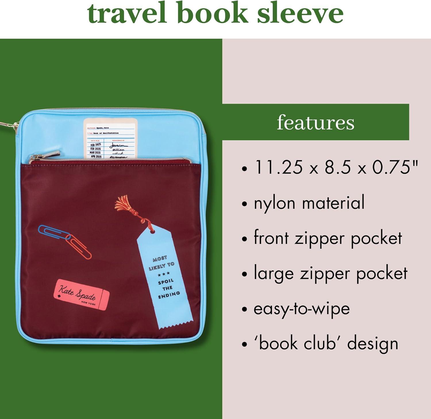 imagekate spade new york 1125quot x 85quot Travel Book Pouch Nylon Book Cover with Front ampamp Main Zipper Pockets for Travel Book Club