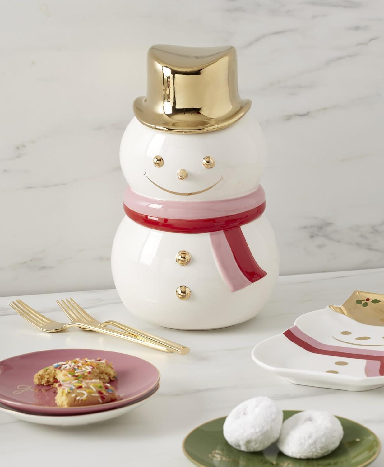 imagekate spade new york Be Jolly Snowman Cookie Jar Christmas Kitchen Festive Holiday Decor