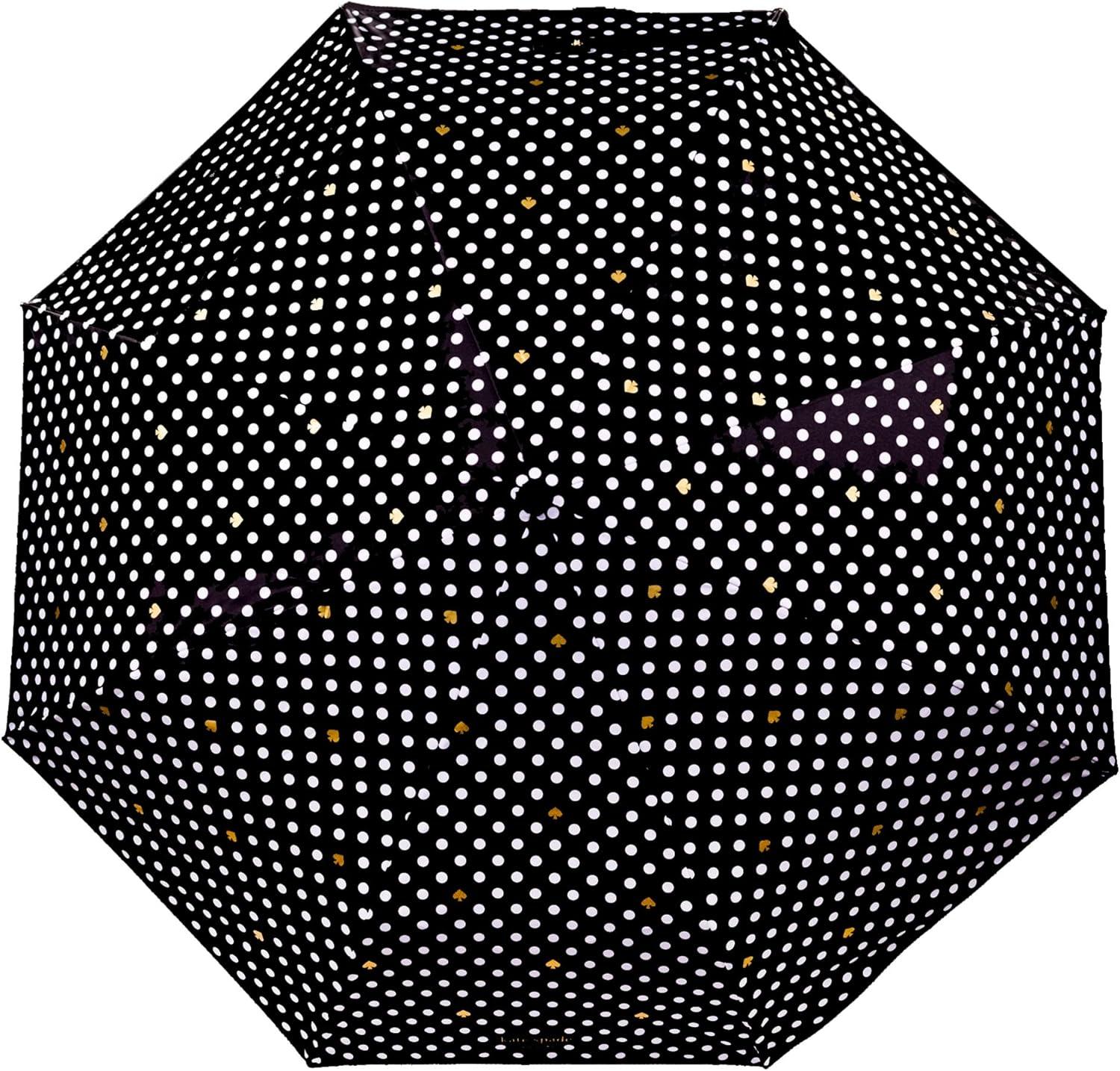 imagekate spade new york BlackWhite Travel Umbrella Lightweight Compact Umbrella with Storage Sleeve Polka DotsPolka Dots