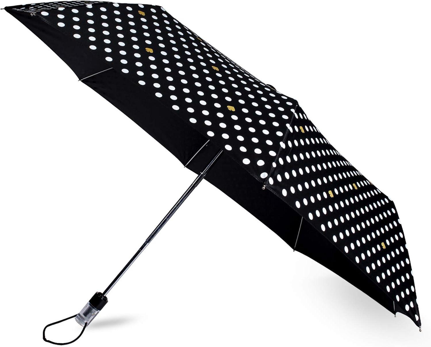 imagekate spade new york BlackWhite Travel Umbrella Lightweight Compact Umbrella with Storage Sleeve Polka DotsPolka Dots