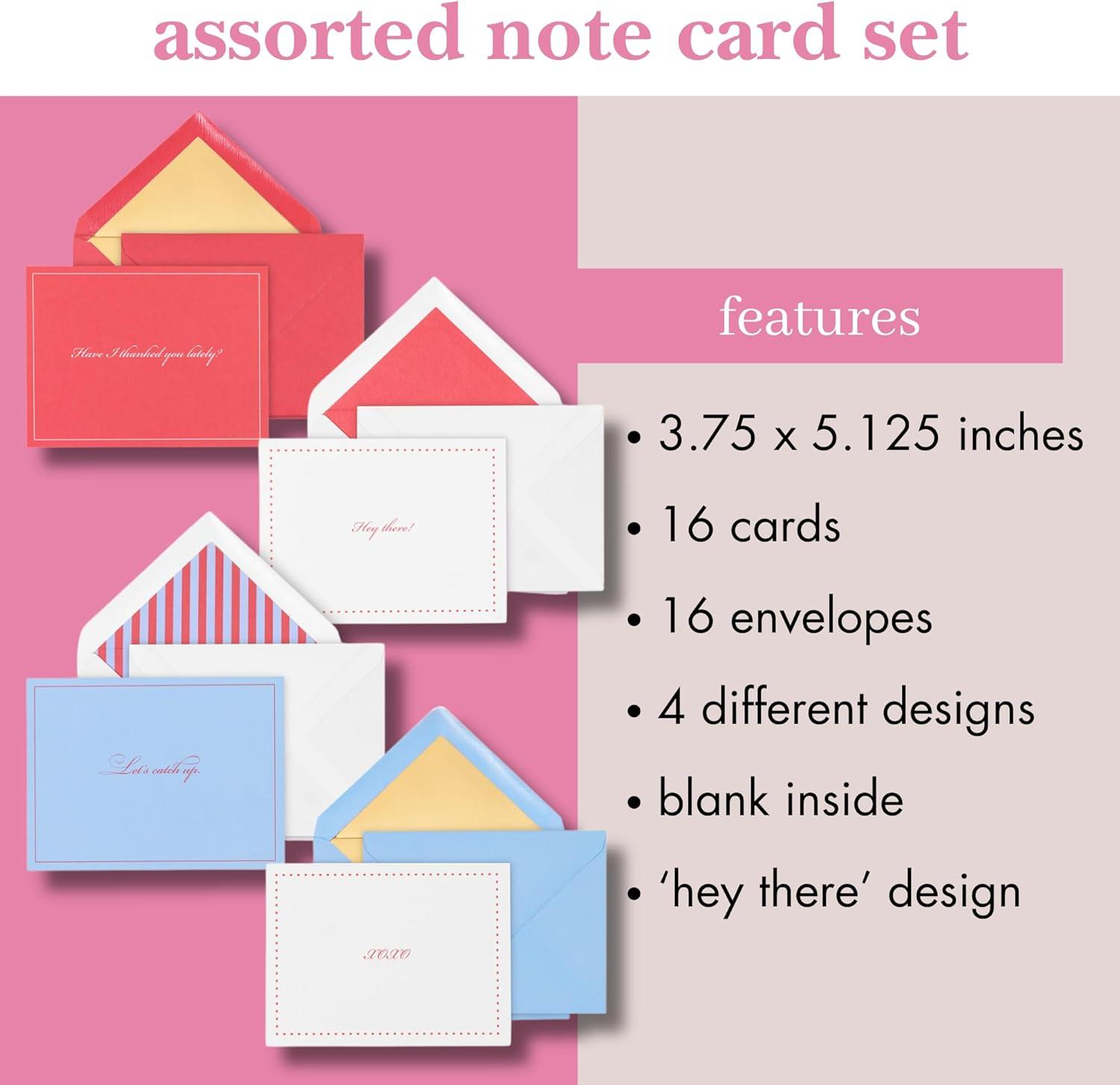imagekate spade new york Blank Assorted Notecard Set Stationery Set with 16 Cards and Envelopes All Occasion Notecards Hey There