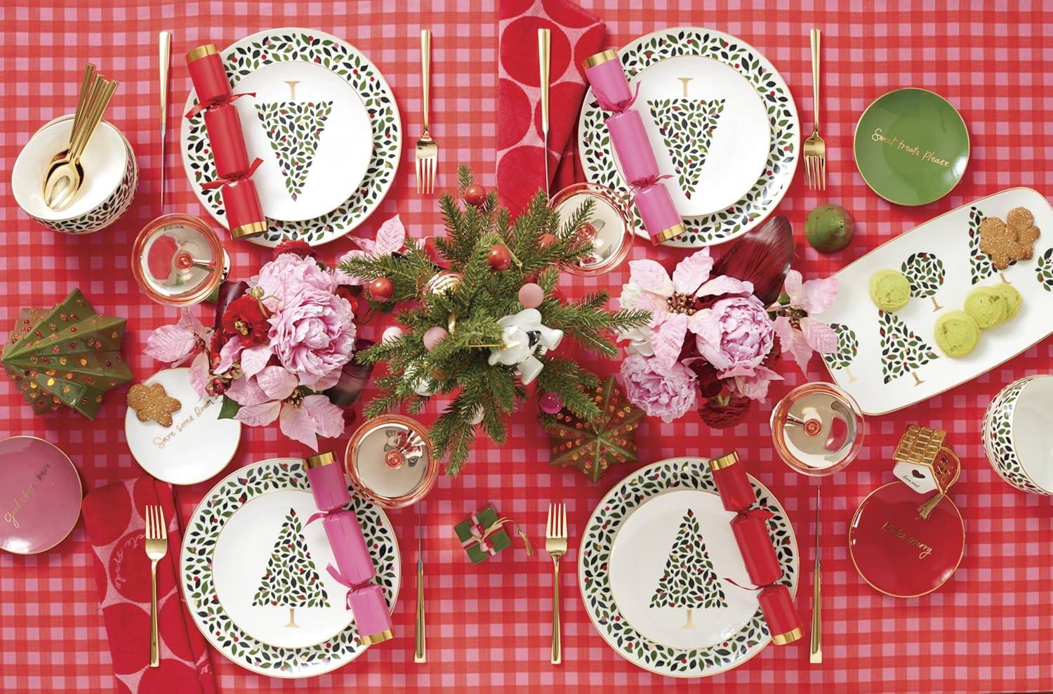 imagekate spade new york Evergreen 12Piece Dinnerware Set 12 Count Ivory Christmas Holiday Hosting