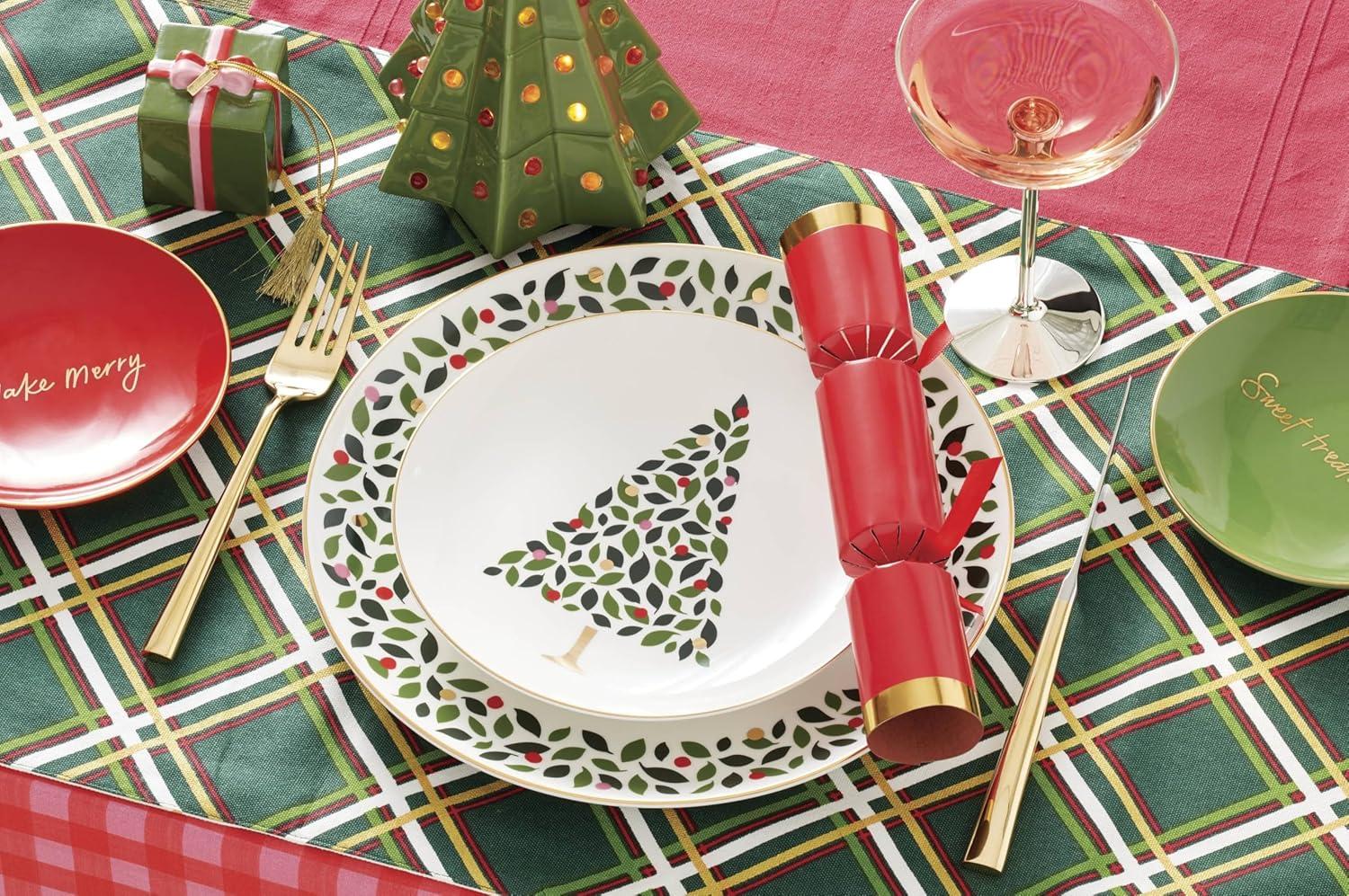 imagekate spade new york Evergreen 12Piece Dinnerware Set 12 Count Ivory Christmas Holiday Hosting