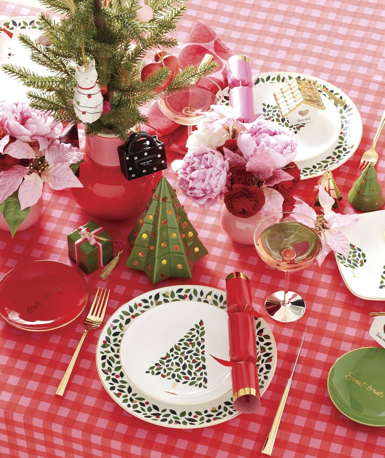 imagekate spade new york Evergreen 12Piece Dinnerware Set 12 Count Ivory Christmas Holiday Hosting