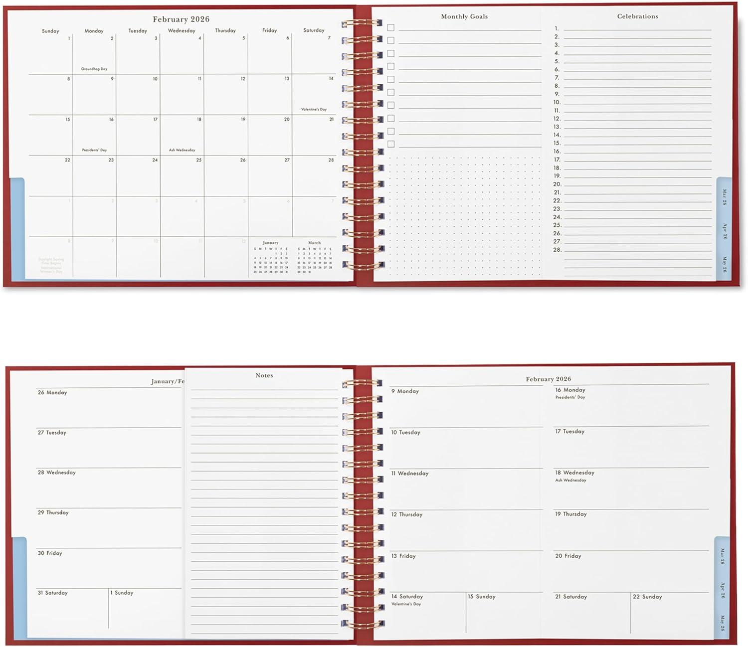 imagekate spade new york Horizontal Daily Planner 2026 Medium Agenda JanuaryDecember 2026 Hardcover Weekly and Monthly Spiral Planner with Stickers Mostly on Time