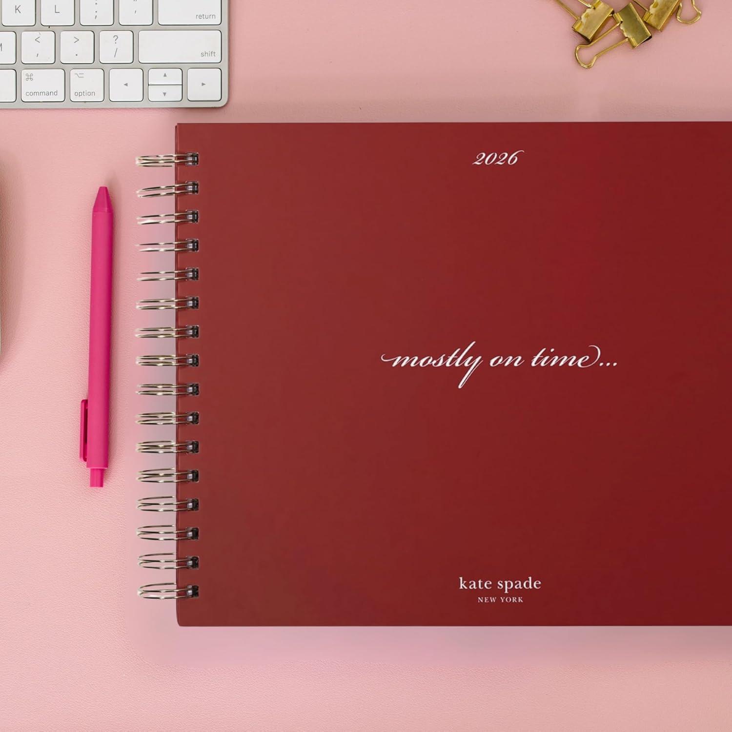 imagekate spade new york Horizontal Daily Planner 2026 Medium Agenda JanuaryDecember 2026 Hardcover Weekly and Monthly Spiral Planner with Stickers Mostly on Time