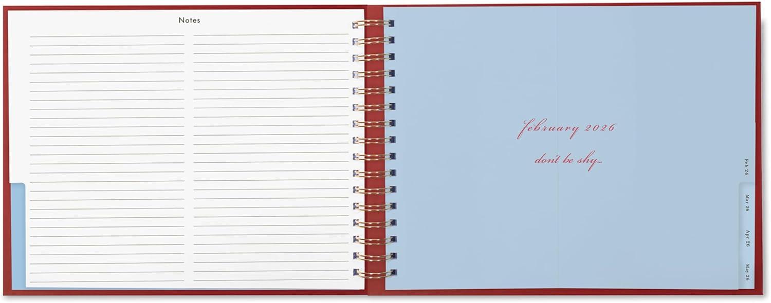 imagekate spade new york Horizontal Daily Planner 2026 Medium Agenda JanuaryDecember 2026 Hardcover Weekly and Monthly Spiral Planner with Stickers Mostly on Time