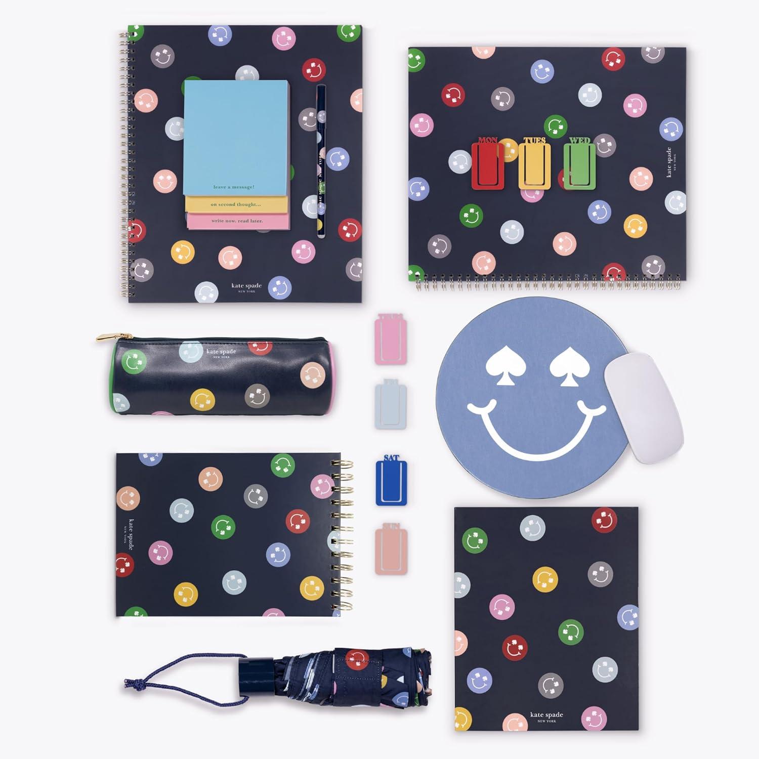 imagekate spade new york Leatherette Mouse Pad 8quot Mouse Mat with NonSlip Back Cute Mouse Pad for Office Desk Spade Smiley