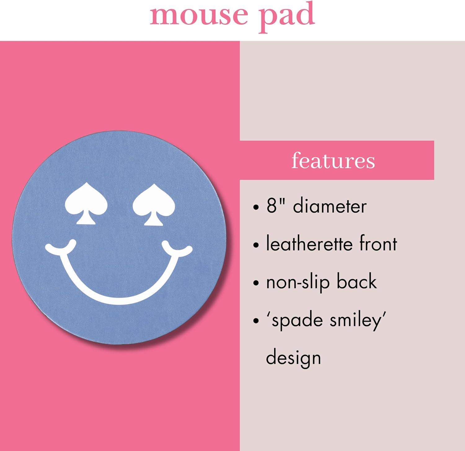 imagekate spade new york Leatherette Mouse Pad 8quot Mouse Mat with NonSlip Back Cute Mouse Pad for Office Desk Spade Smiley