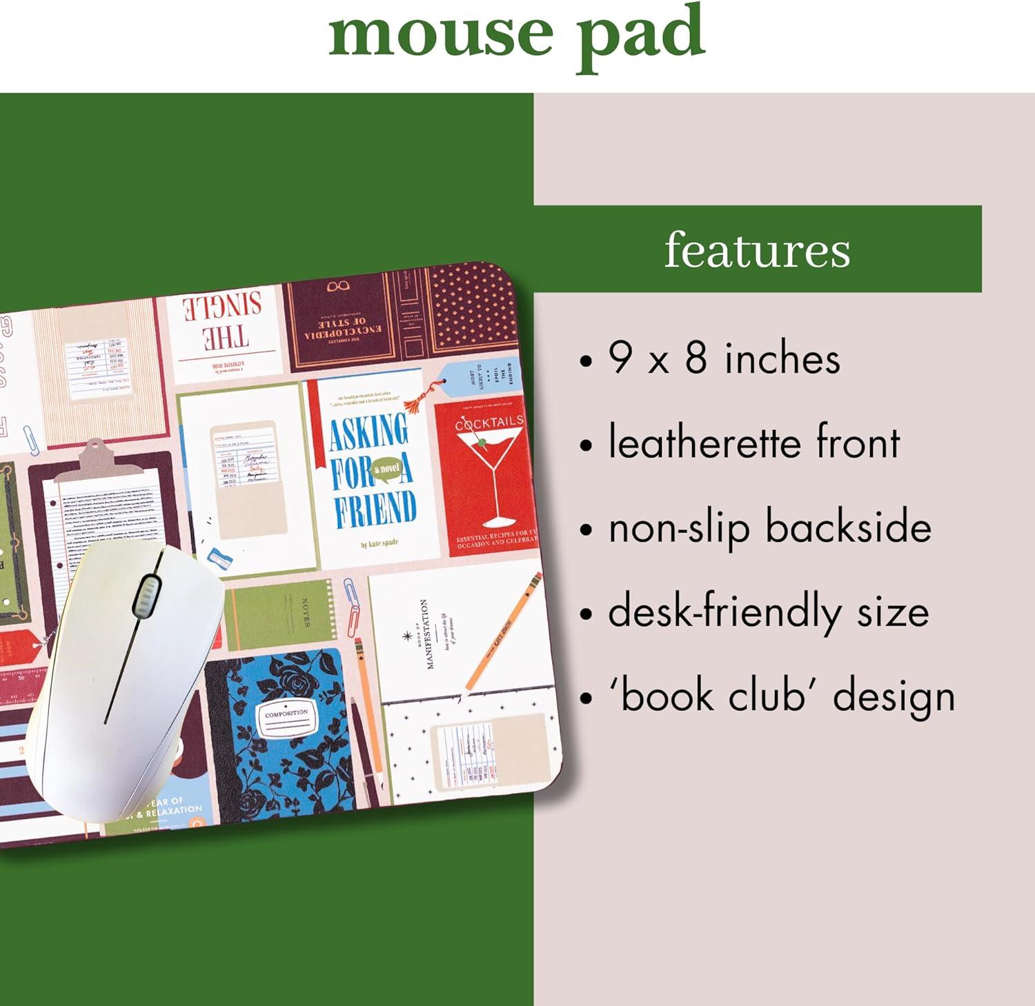 imagekate spade new york Leatherette Mouse Pad 9quot x 8quot Mouse Mat with NonSlip Back Cute Mouse Pad for Office Desk Book Club