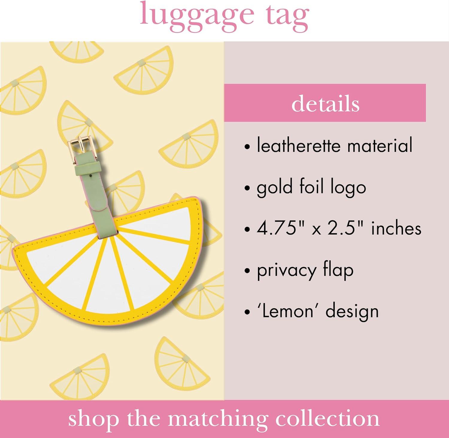 imagekate spade new york Round Yellow Vegan Leather Luggage Tag for Women Durable Suitcase ID Tag Lemon