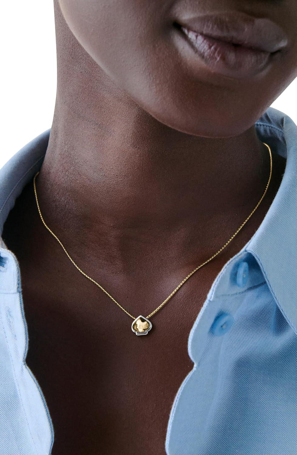 imagekate spade new york Womens Brass Pendant Necklace SilverGold Cubic Zirconia Adult Fashion Irregular Stone Lobster Clasp 489g