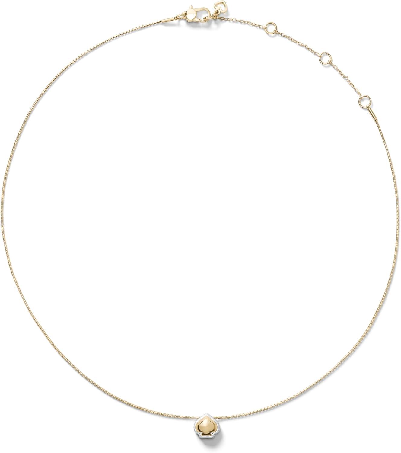 imagekate spade new york Womens Brass Pendant Necklace SilverGold Cubic Zirconia Adult Fashion Irregular Stone Lobster Clasp 489g