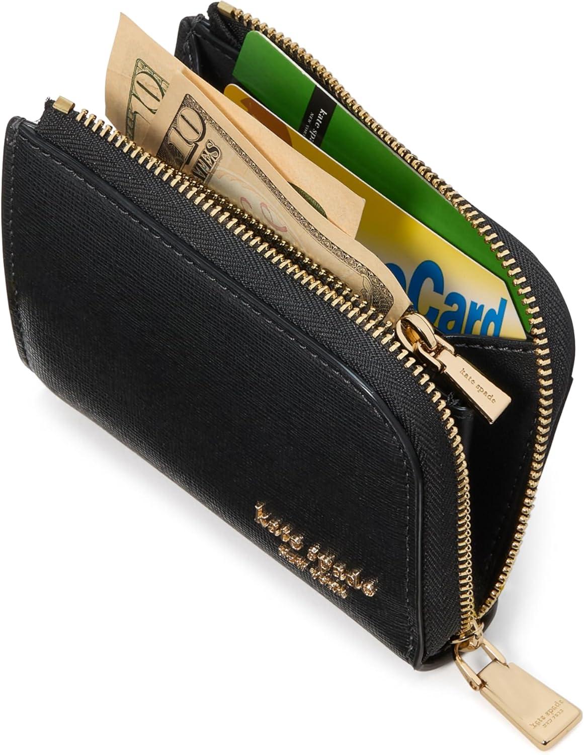 imagekate spade new york Womens Devin Saffiano Leather Zip Card Case Black