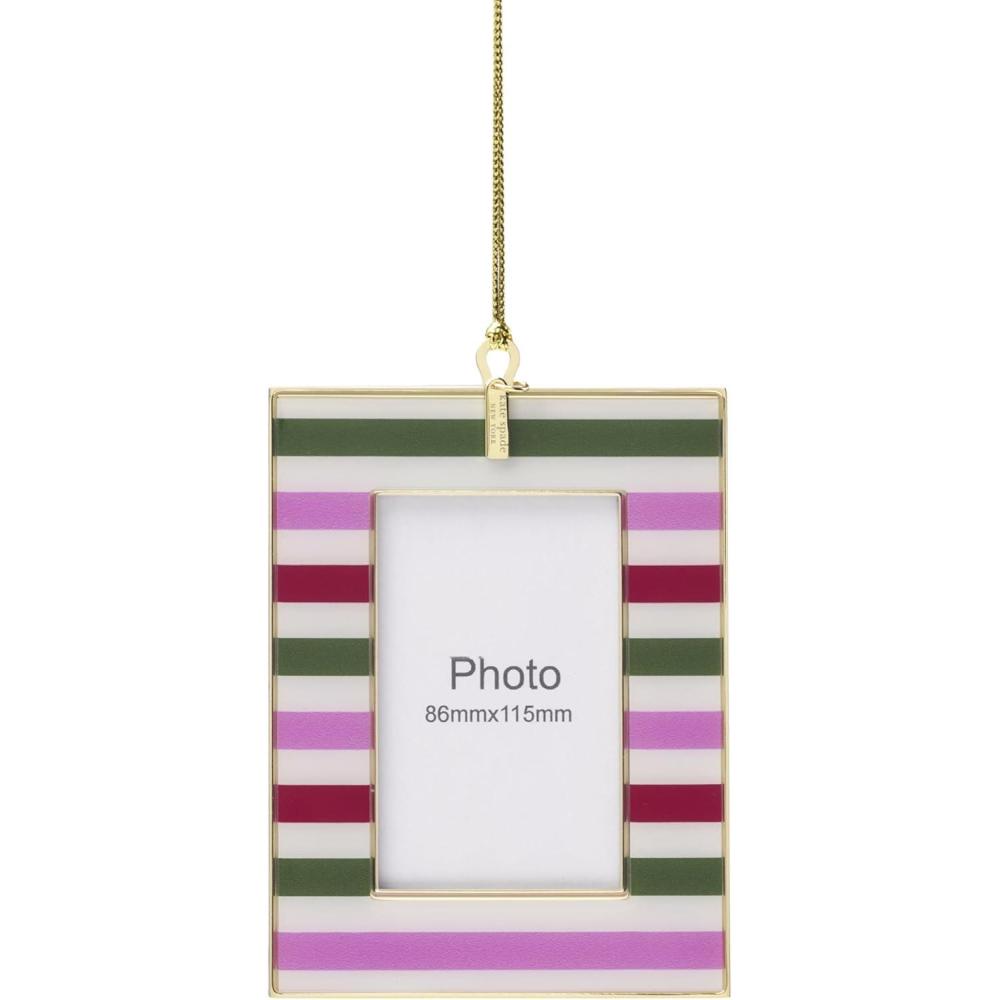 imageKate Spade New York Be Jolly Mini Frame Ornament Stripe Christmas Holiday Decorations