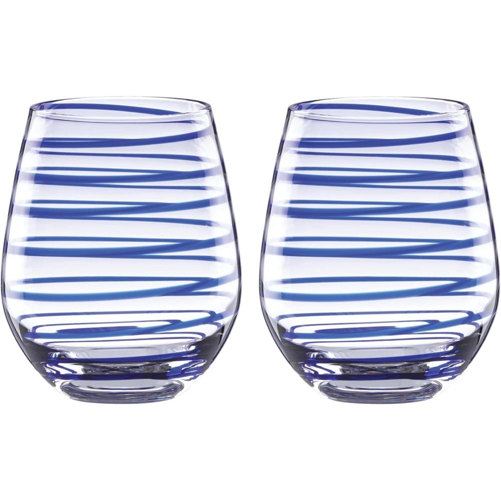 imageKate Spade New York Charlotte Street 2Pc Stemless Wine Glass 2 Count Pack of 1 Blue