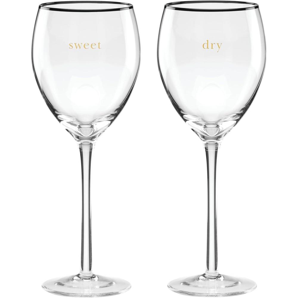 imageKate Spade New York Cheers to Us Sweet ampamp Dry Wine Glasses Set of 2 088 ClearWine Glasses  Set of 2
