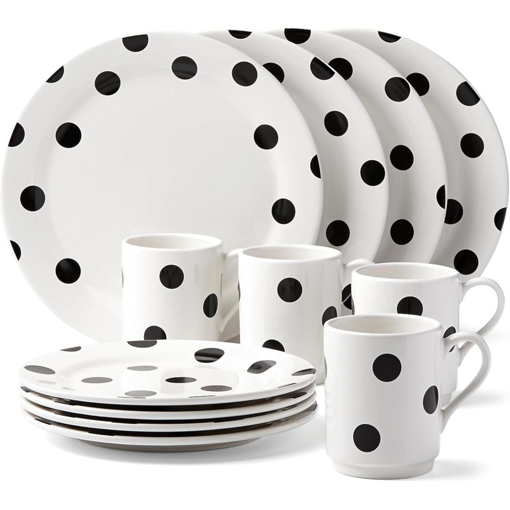 imageKate Spade New York Deco Dot 2Piece Round Food Storage Set12Piece Dinnerware Set
