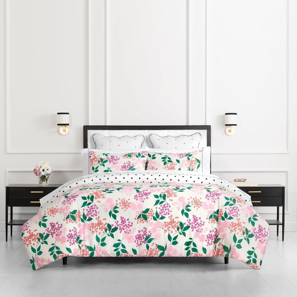 imageKate Spade New York Fall Poppies FullQueen Comforter Set 300 Thread Count and 100 Cotton All Season 3 Piece Reversible Bedding Set Machine Washable White and GarnetBold Blossoms
