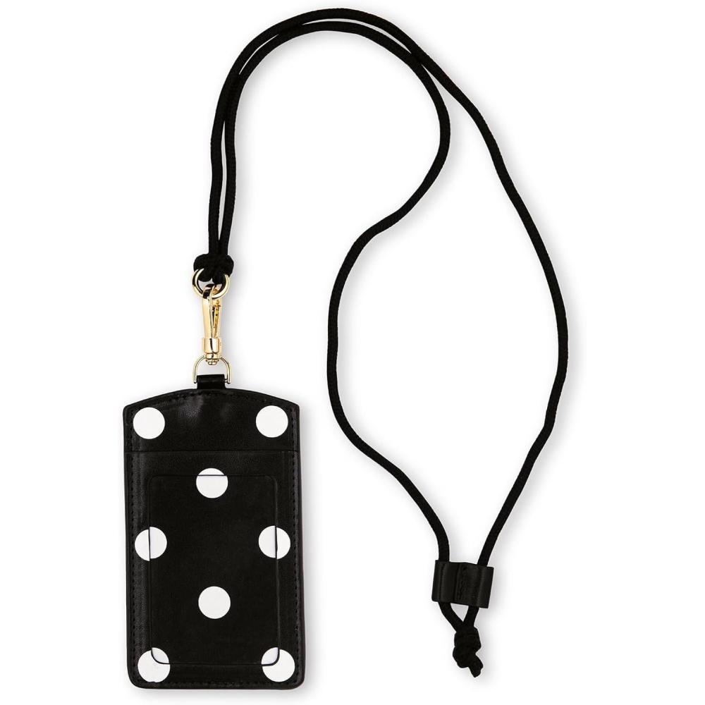imageKate Spade New York ID Badge Holder with Lanyard Vegan Leather Slim Card Wallet One Name Tag Case for Work School or Travel Grand Plaid DuoPicture Dot