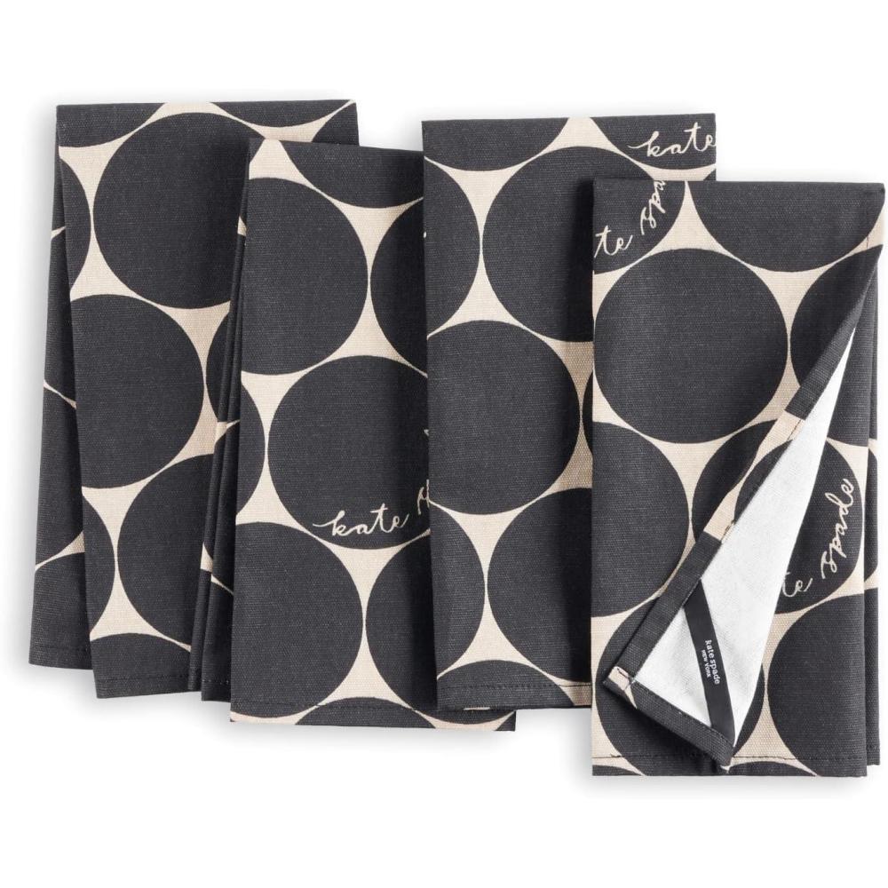 imageKate Spade New York Joy Dot Cloth Napkins 4Pack Set 100 Cotton Machine Washable Rose PinkRed 20quotx20quotBlackBeige