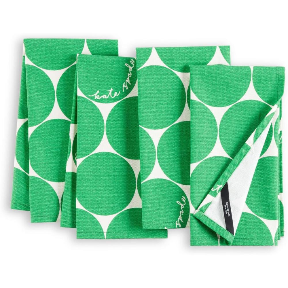 imageKate Spade New York Joy Dot Cloth Napkins 4Pack Set 100 Cotton Machine Washable Rose PinkRed 20quotx20quotGreenCream